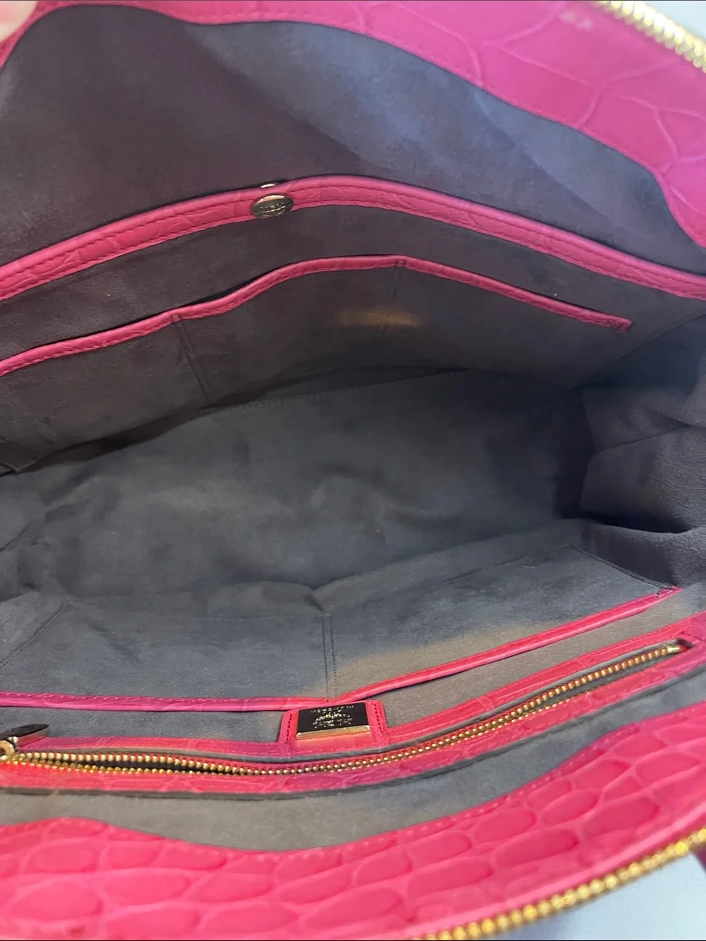 MCM München Pink Croc Embossed Leather Satchel w/ Keys Entrupy Auth Rare